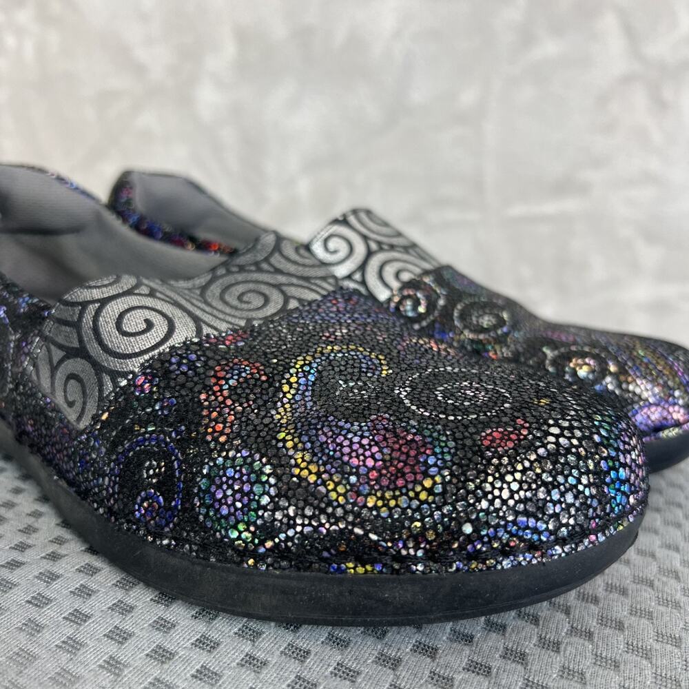 Alegria Glee Comfort Shoes Womens 39 US 9 Black Leather Swirl Slip On Comfort - Picture 2 of 13